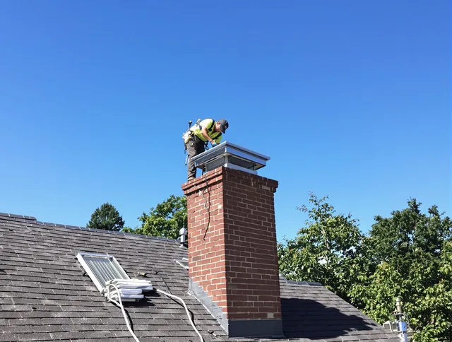 Brandon Chimney Sweep technician measuring a chimney cap in Brandon, FL
