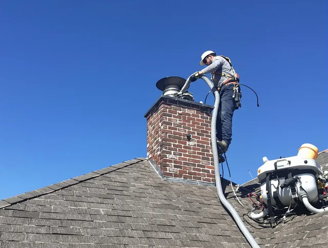 Dedicated Brandon Chimney Sweep team member cleaning a chimney in Brandon, FL