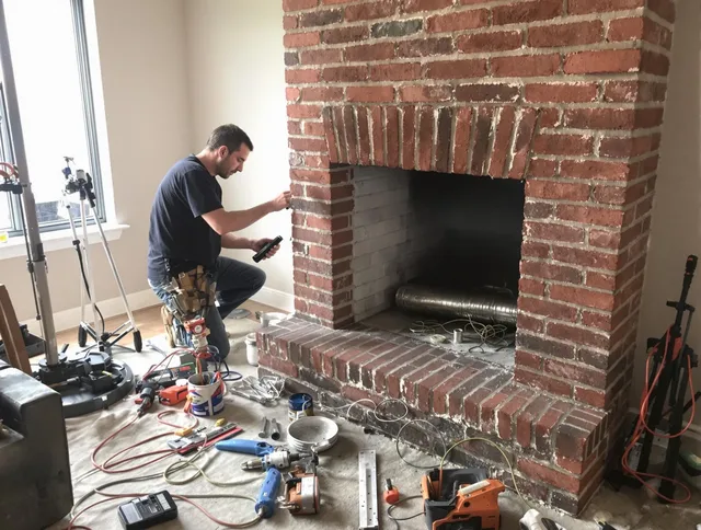 Brandon Chimney Sweep specialist finalizing chimney liner service in Brandon, FL