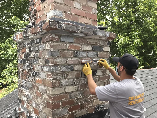 In-progress chimney restoration by Brandon Chimney Sweep in Brandon, FL
